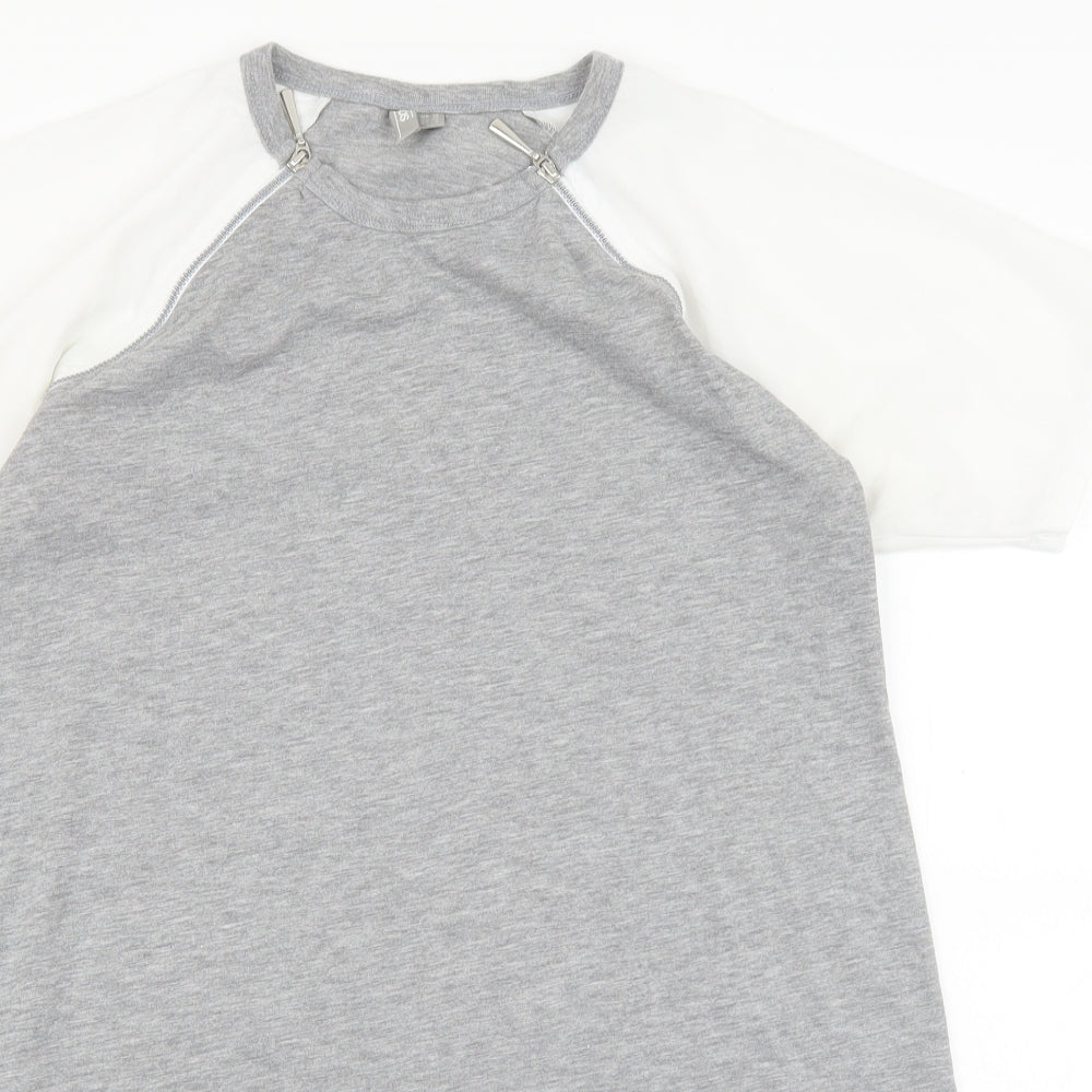 ASOS Womens Grey Viscose T-Shirt Dress Size 10 Round Neck Zip
