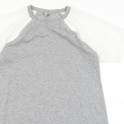 ASOS Womens Grey Viscose T-Shirt Dress Size 10 Round Neck Zip