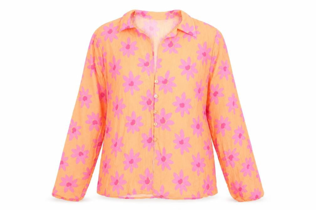Womens UK Size 8 Primark Orange Basic Button-Up