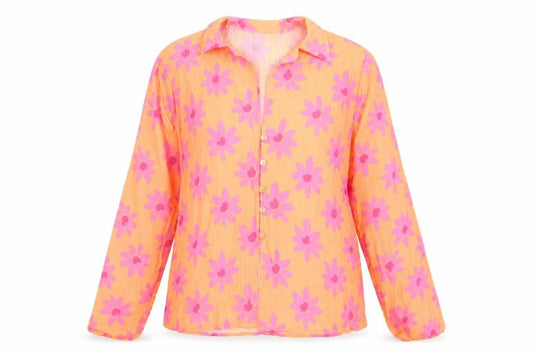 Womens UK Size 8 Primark Orange Basic Button-Up