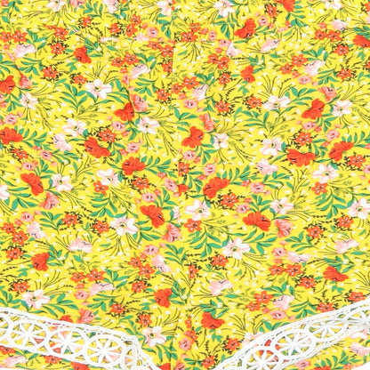 Papaya Womens Yellow Floral Viscose Mom Shorts Size 12 L3 in Regular Tie