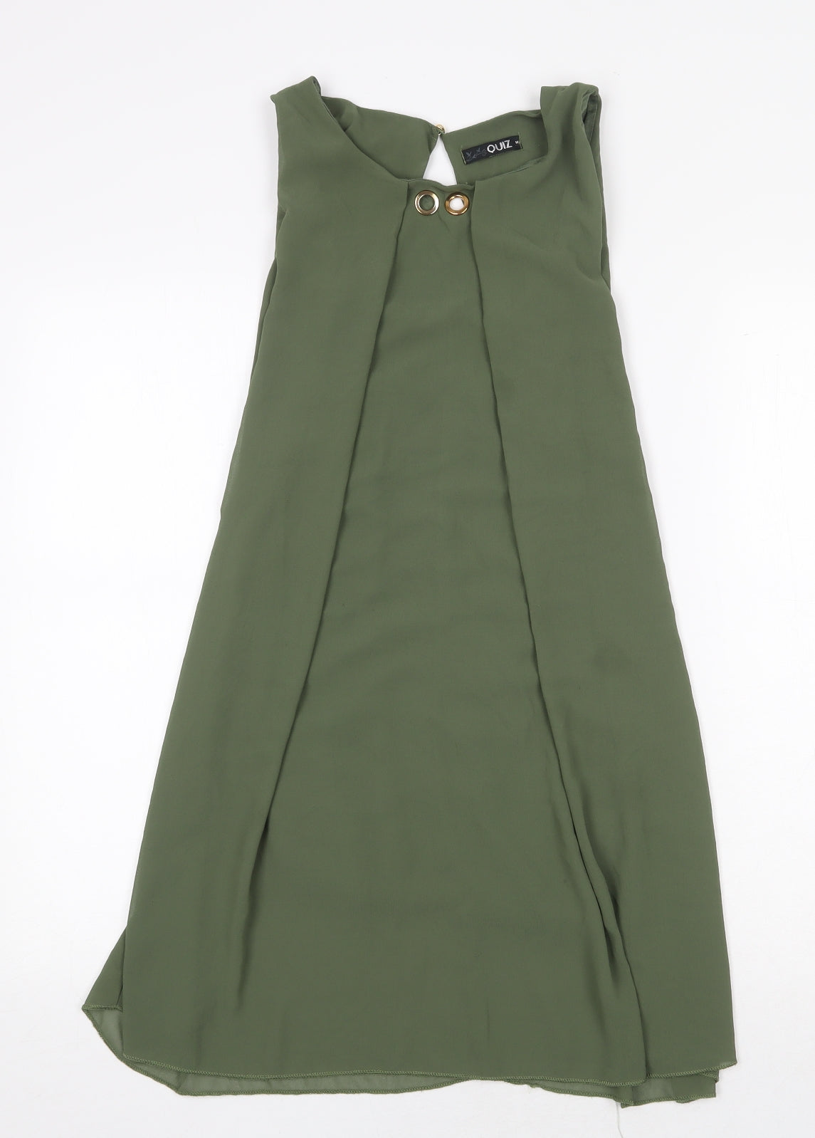Quiz Womens Green Polyester A-Line Size M Boat Neck Button
