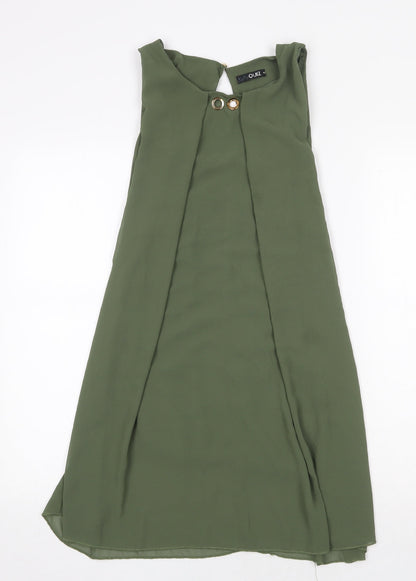 Quiz Womens Green Polyester A-Line Size M Boat Neck Button