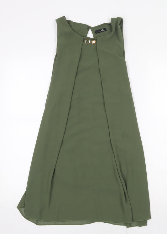 Quiz Womens Green Polyester A-Line Size M Boat Neck Button