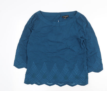 Womens UK Size 10 Warehouse Green Basic Blouse