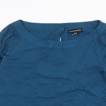 Womens UK Size 10 Warehouse Green Basic Blouse