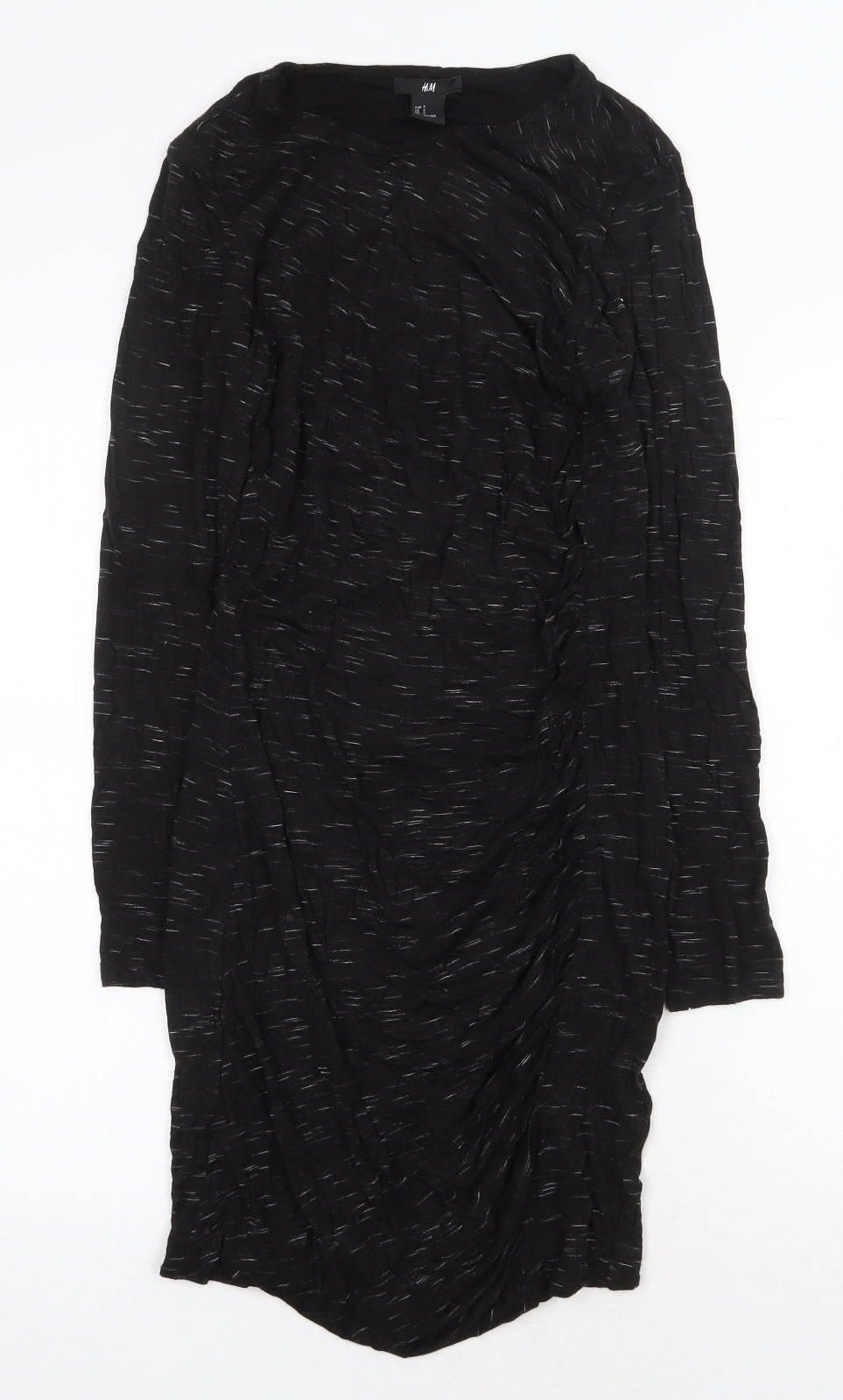 H&M Womens Black Viscose A-Line Size S Boat Neck Pullover