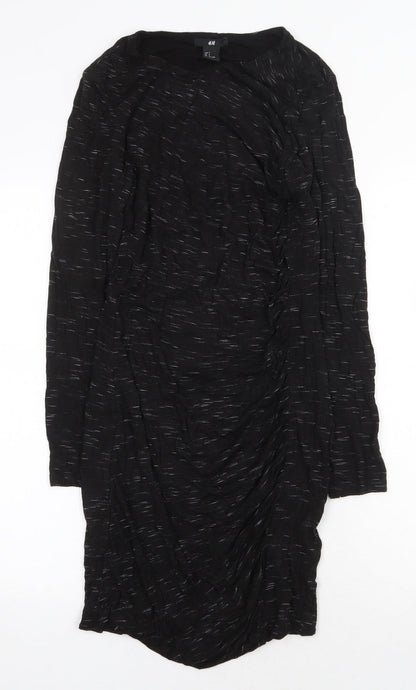 H&M Womens Black Viscose A-Line Size S Boat Neck Pullover
