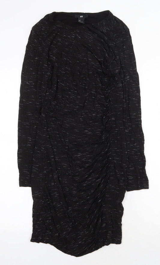 H&M Womens Black Viscose A-Line Size S Boat Neck Pullover