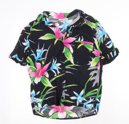 That's It California Womens Multicoloured Floral Polyester Basic Button-Up Size S Collared