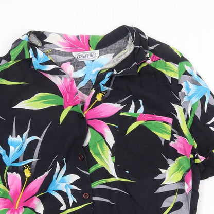 That's It California Womens Multicoloured Floral Polyester Basic Button-Up Size S Collared