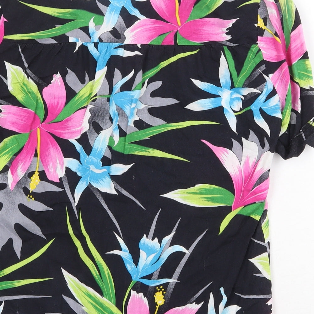 That's It California Womens Multicoloured Floral Polyester Basic Button-Up Size S Collared