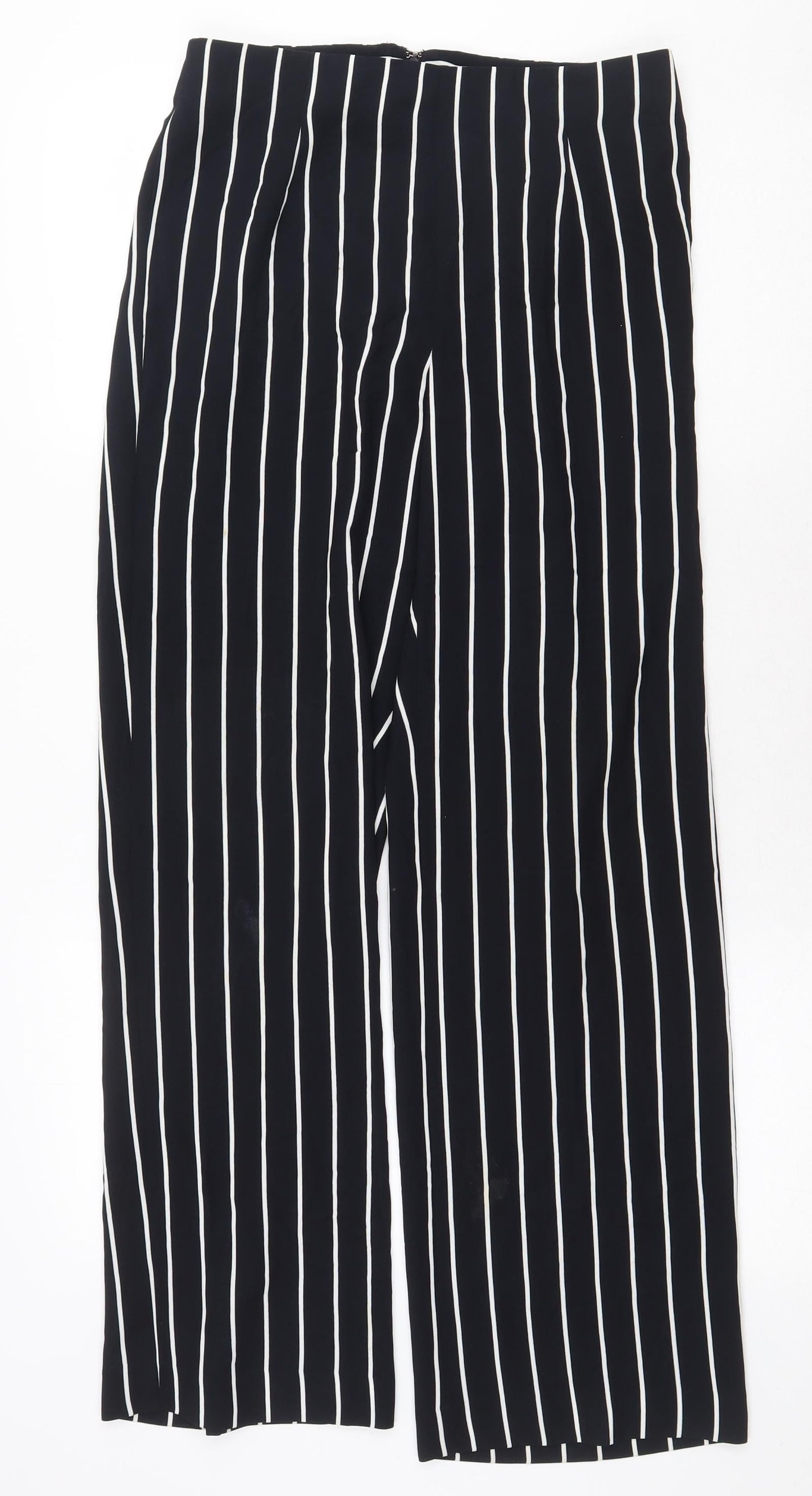 Liz Claiborne Womens Black Striped Polyester Trousers Size 8 Regular Zip