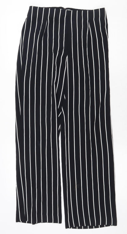 Liz Claiborne Womens Black Striped Polyester Trousers Size 8 Regular Zip