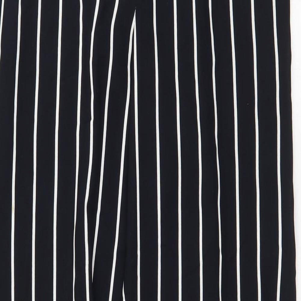 Liz Claiborne Womens Black Striped Polyester Trousers Size 8 Regular Zip
