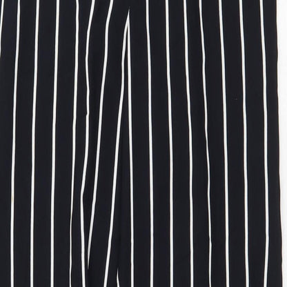 Liz Claiborne Womens Black Striped Polyester Trousers Size 8 Regular Zip