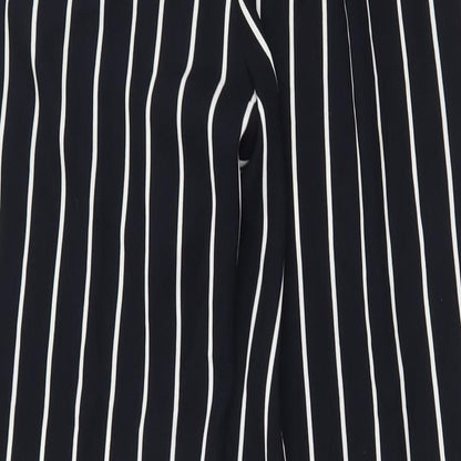 Liz Claiborne Womens Black Striped Polyester Trousers Size 8 Regular Zip