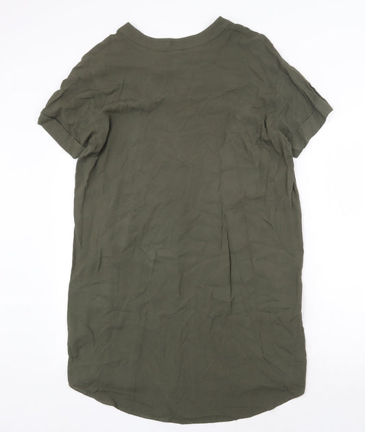 H&M Womens Green Viscose Shift Size 10 V-Neck Pullover