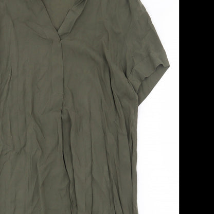 H&M Womens Green Viscose Shift Size 10 V-Neck Pullover
