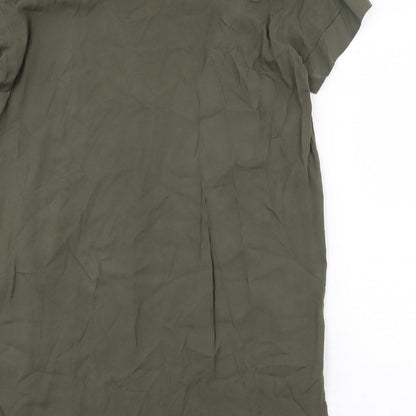 H&M Womens Green Viscose Shift Size 10 V-Neck Pullover