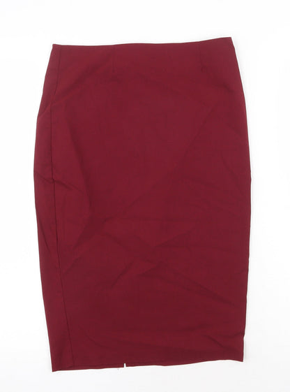 ASOS Womens Red Viscose Straight & Pencil Skirt Size 21 in Zip