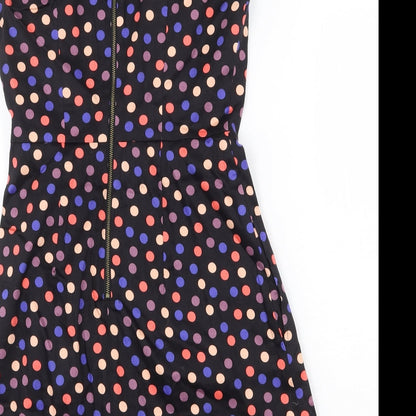 Louche Womens Black Polka Dot Cotton Fit & Flare Size 8 Collared Zip