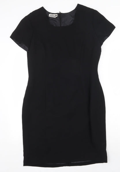 Worthington Industries Womens Black Polyester Shift Size 10 Round Neck Zip
