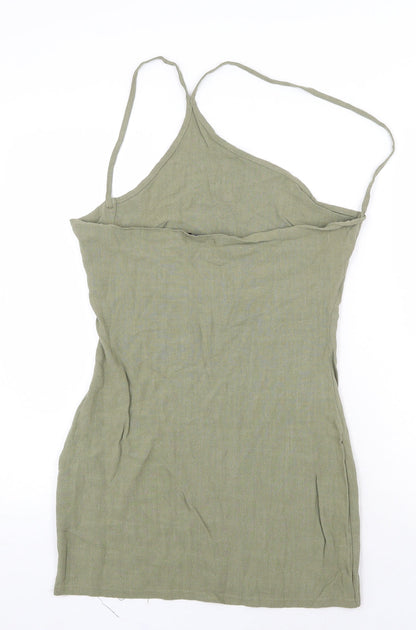 PRETTYLITTLETHING Womens Green Viscose Mini Size 6 Halter Pullover