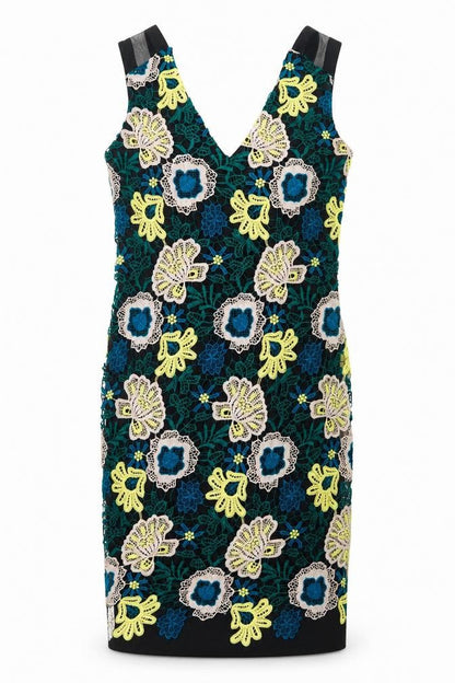 Julien Macdonald Womens Multicoloured Floral Polyester Sheath Size 8 V-Neck Zip