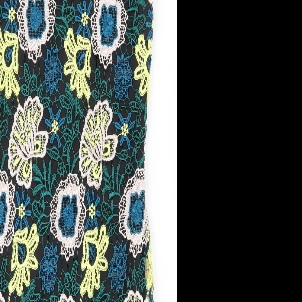 Julien Macdonald Womens Multicoloured Floral Polyester Sheath Size 8 V-Neck Zip