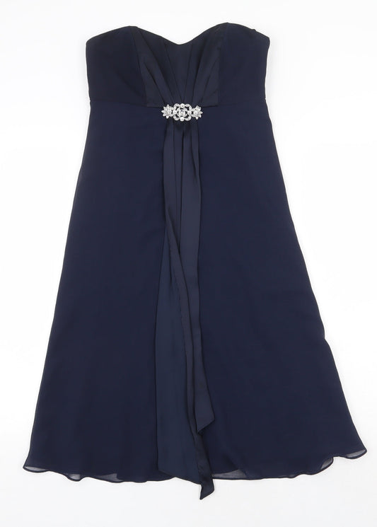 Debut Womens Blue Polyester A-Line Size 8 Sweetheart Zip