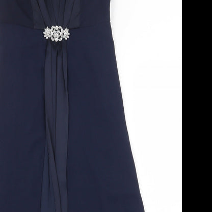 Debut Womens Blue Polyester A-Line Size 8 Sweetheart Zip