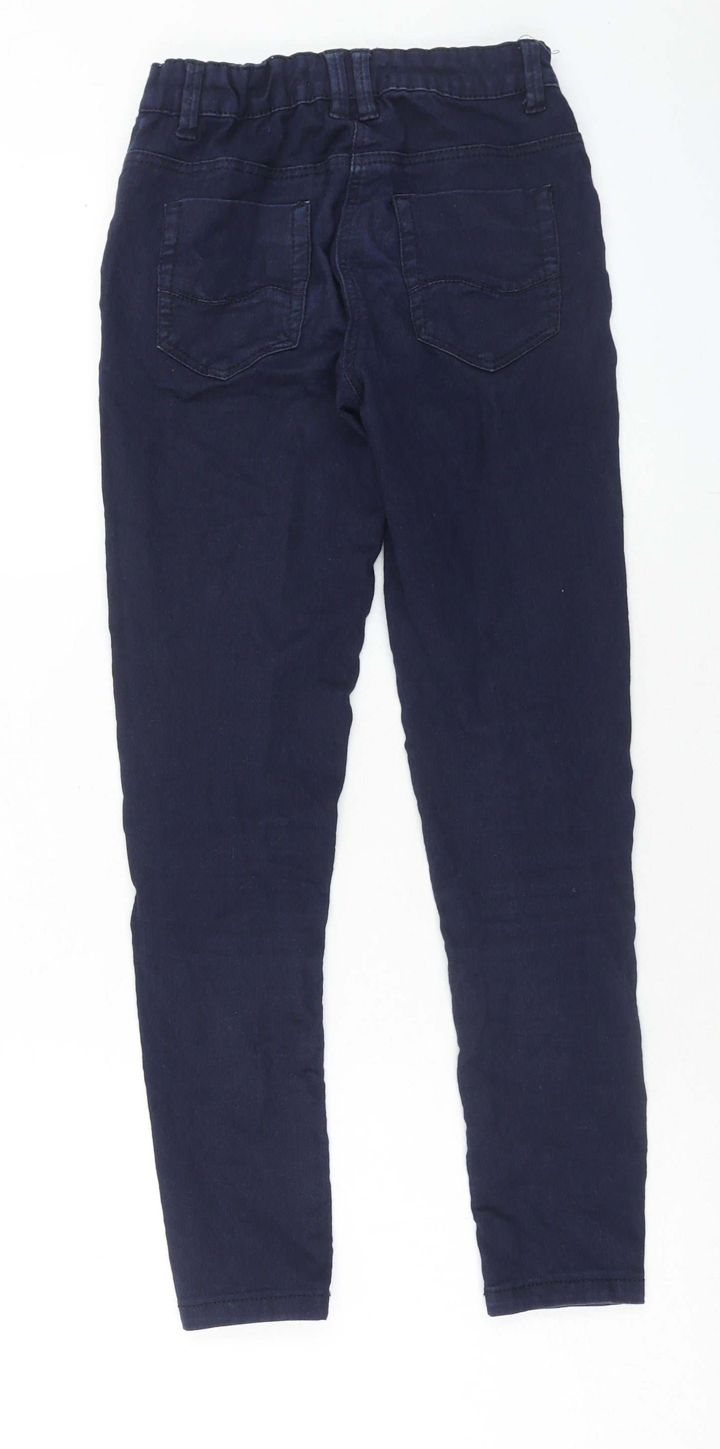 Marks and Spencer Girls Blue Cotton Skinny Jeans Size 10-11 Years Regular Button