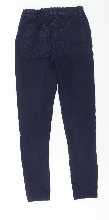 Marks and Spencer Girls Blue Cotton Skinny Jeans Size 10-11 Years Regular Button