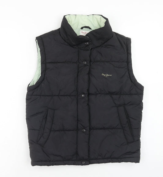 Pepe Jeans Womens Black Gilet Waistcoat Size M Zip