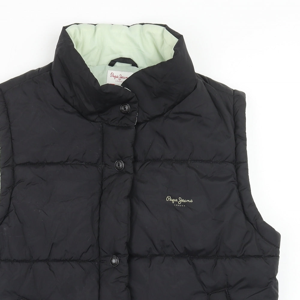 Pepe Jeans Womens Black Gilet Waistcoat Size M Zip