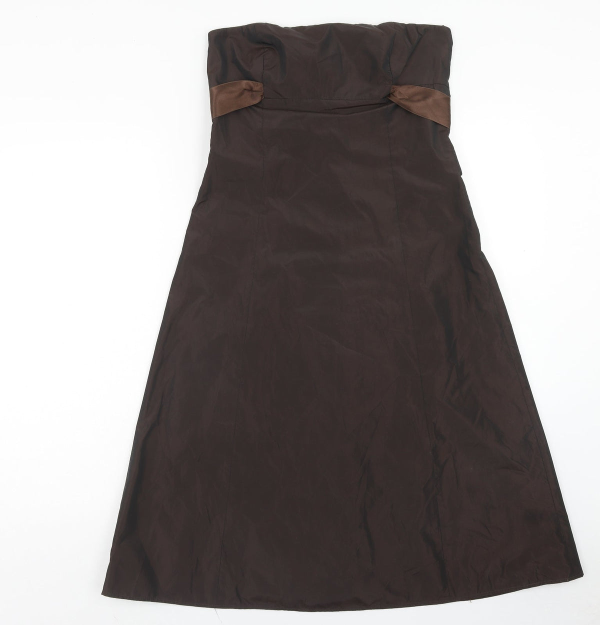 Zara Womens Brown Polyester A-Line Size M Square Neck Zip