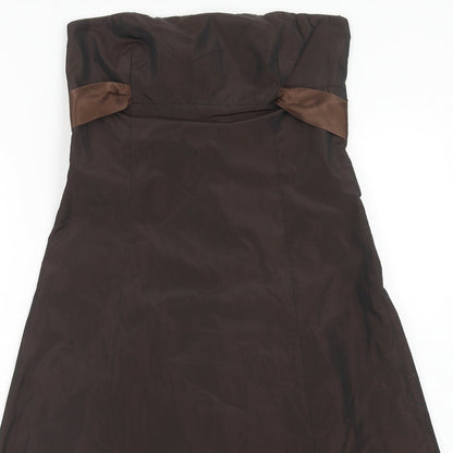 Zara Womens Brown Polyester A-Line Size M Square Neck Zip