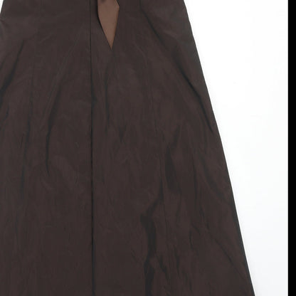 Zara Womens Brown Polyester A-Line Size M Square Neck Zip