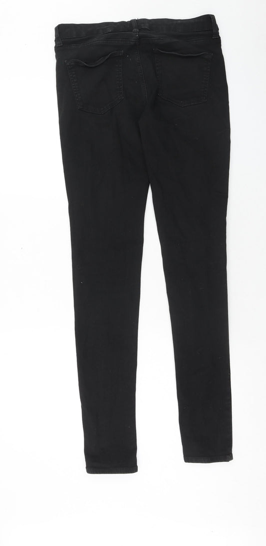 Uniqlo Womens Black Cotton Skinny Jeans Size 28 in L33 in Regular Button