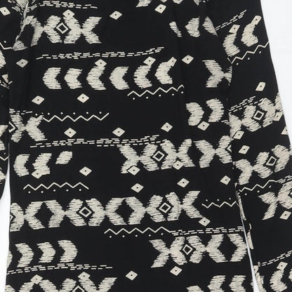High Rose Womens Black Geometric Viscose Bodycon Size S Boat Neck Pullover