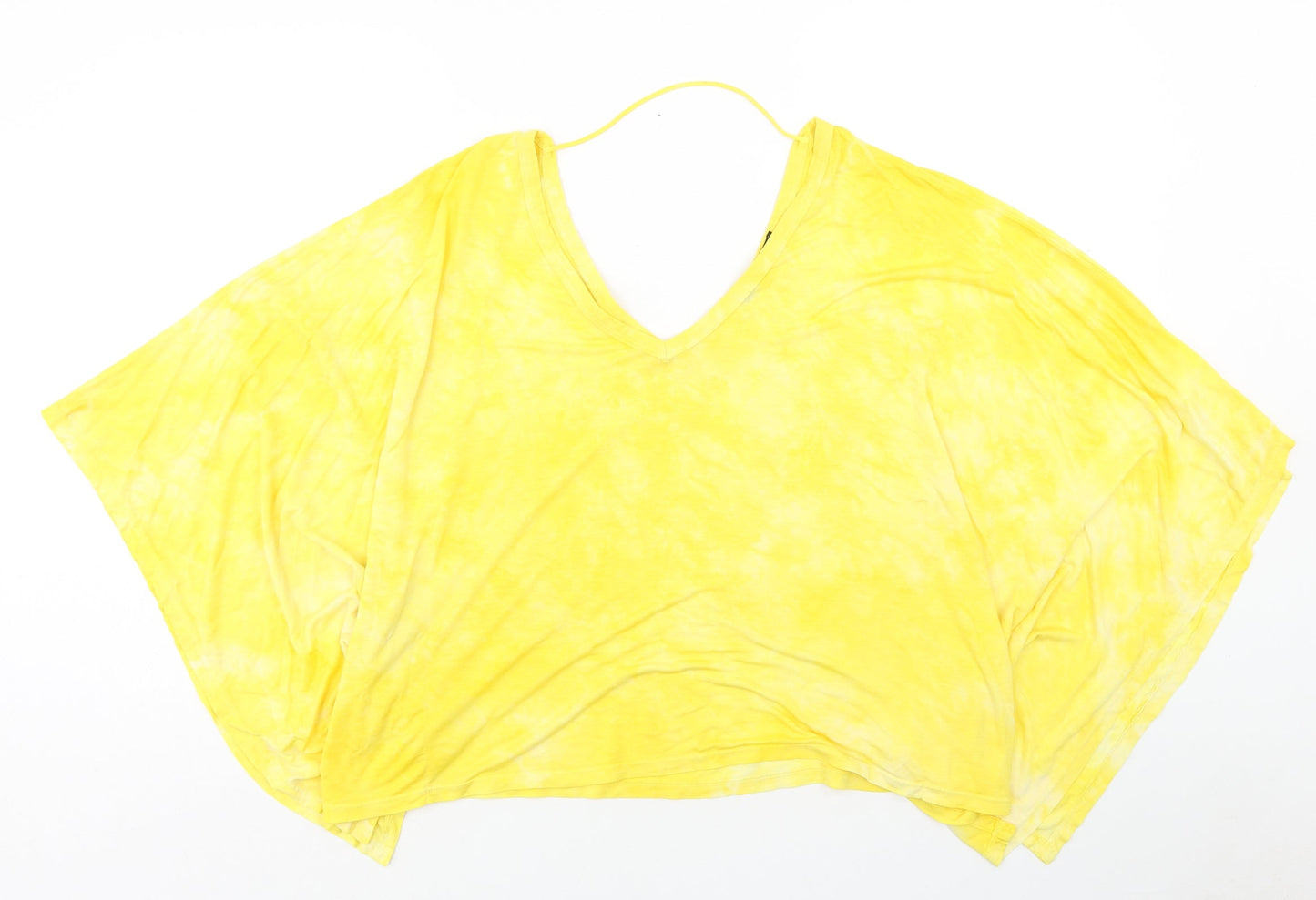 Maj Womens Yellow Polyester Basic Blouse Size S V-Neck
