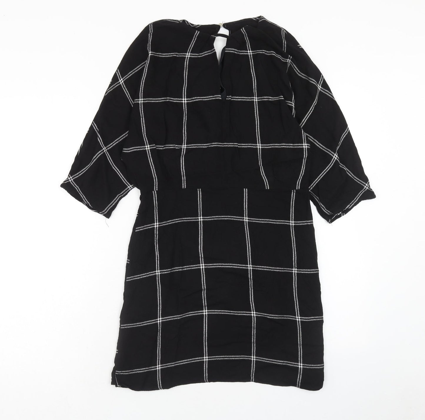 River Island Womens Black Camouflage Viscose Mini Size 12 V-Neck Zip