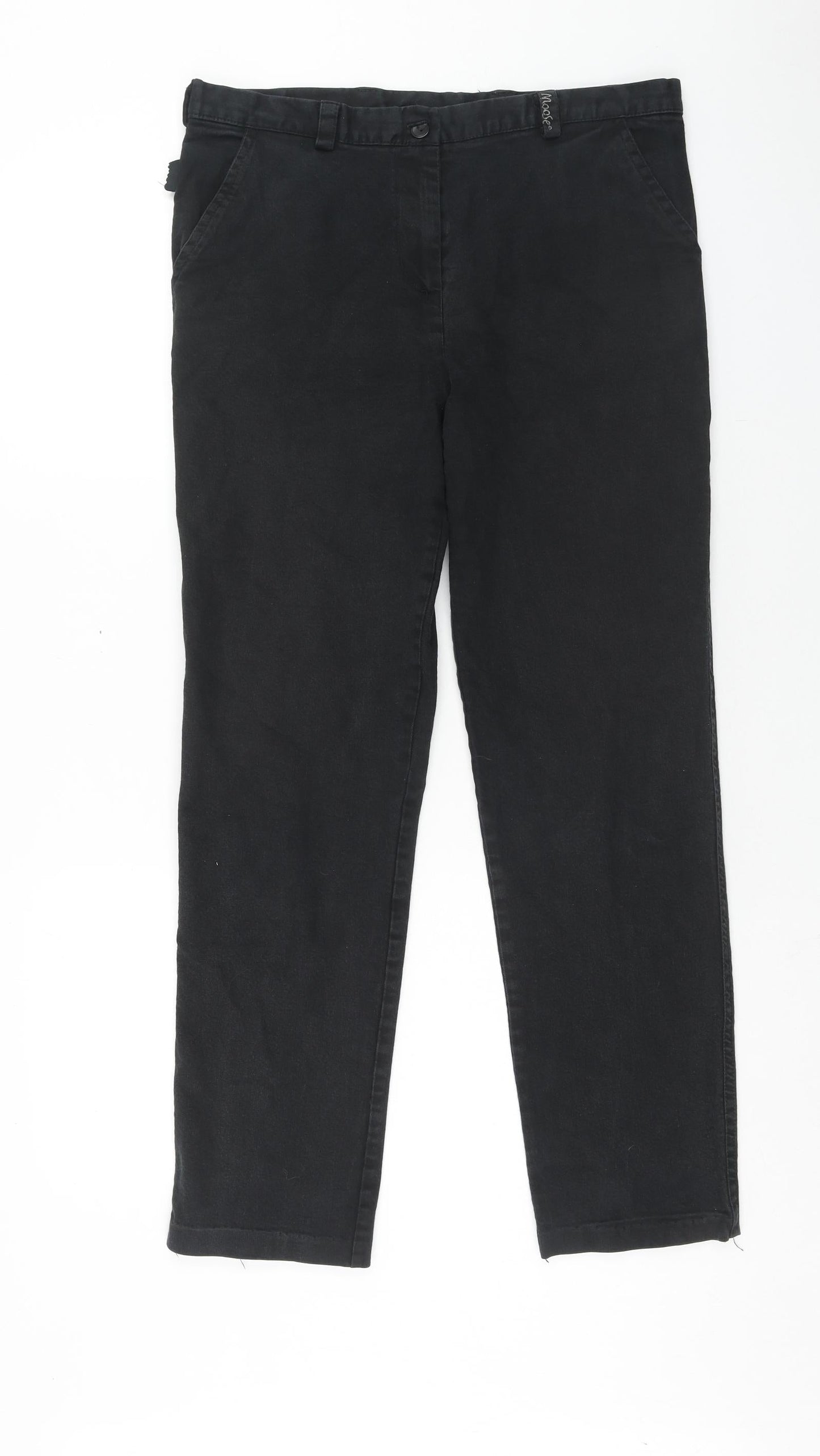 Womens UK Size 14 Moose Regular Fit Dress Pants Black Trousers