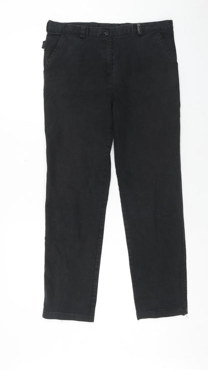 Womens UK Size 14 Moose Regular Fit Dress Pants Black Trousers