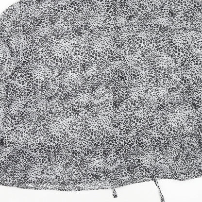 Primark Womens Grey Animal Print Polyester Basic Button-Up Size 12 Collared - Leopard Print