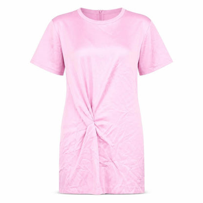 Zara Womens Pink Polyester T-Shirt Dress Size S Round Neck Zip