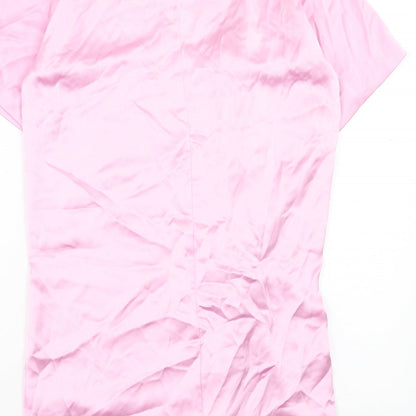 Zara Womens Pink Polyester T-Shirt Dress Size S Round Neck Zip