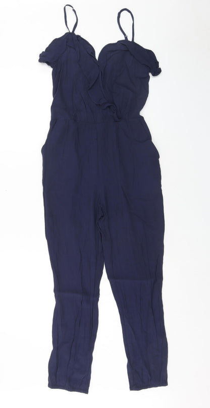 Warehouse Womens Black Viscose Jumpsuit One-Piece Size 8 Zip