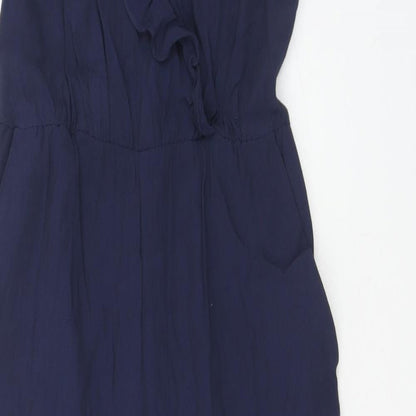 Warehouse Womens Black Viscose Jumpsuit One-Piece Size 8 Zip